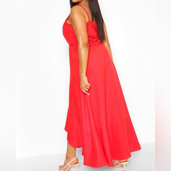 NWT - Boohoo Plus Ruffle Tie Front Strappy Maxi Dress - Size 12 - Picture 2 of 3